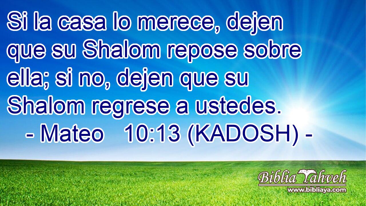  Si la casa lo merece, dejen que su Shalom repose sobre ella; si no, dejen que su Shalom regrese a ustedes. 