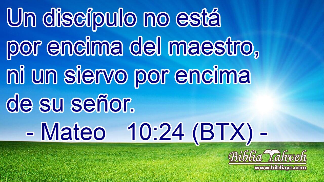 Un discípulo no está por encima del maestro, ni un siervo por encima de su señor.