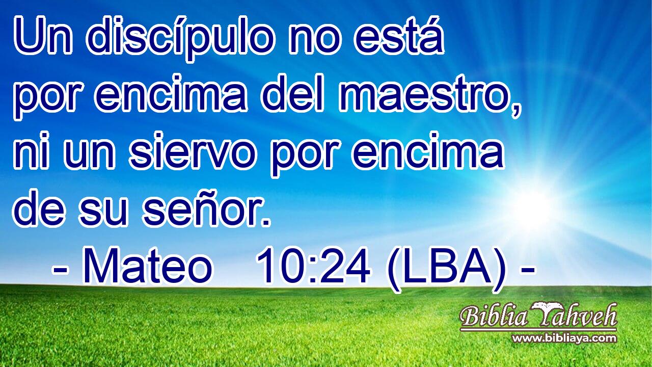 Un discípulo no está por encima del maestro, ni un siervo por encima de su señor.