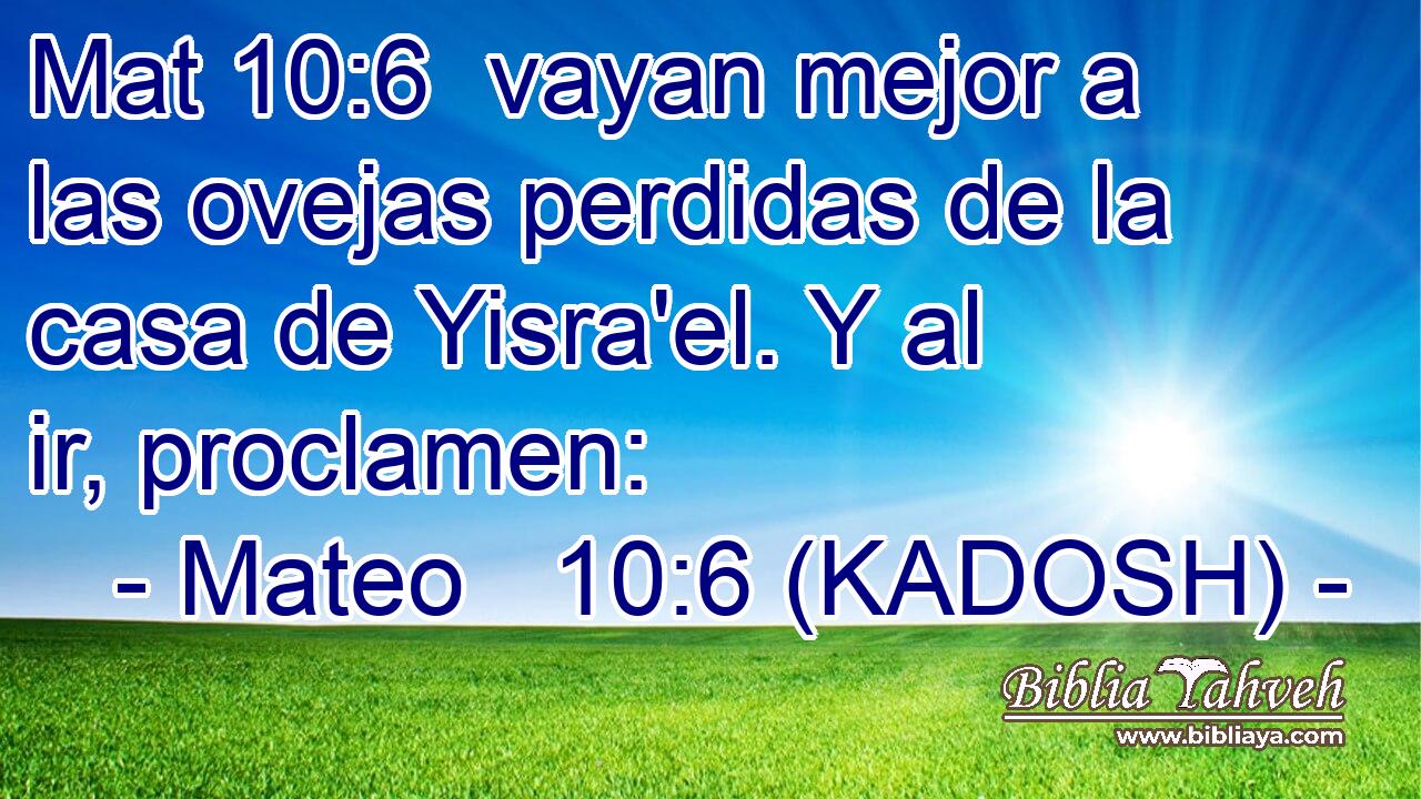 vayan mejor a las ovejas perdidas de la casa de Yisra'el. Y al ir, proclamen: 