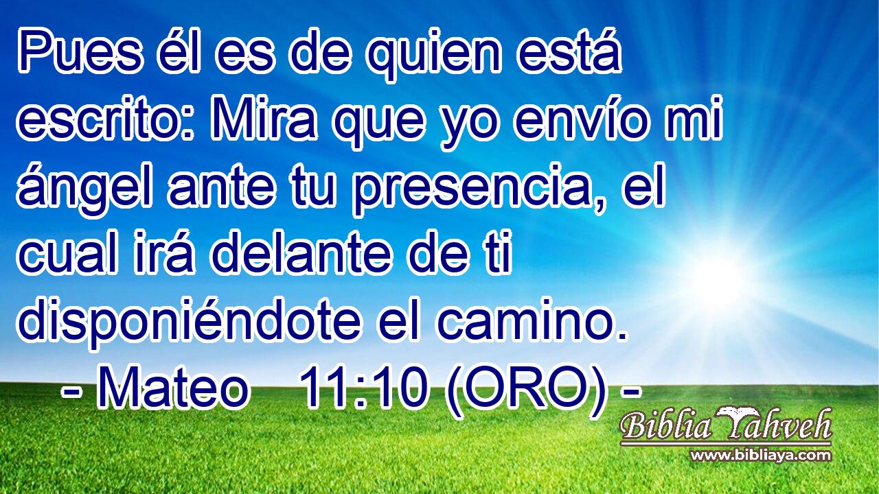  Pues él es de quien está escrito: Mira que yo envío mi ángel ante tu presencia, el cual irá delante de ti disponiéndote el camino. 