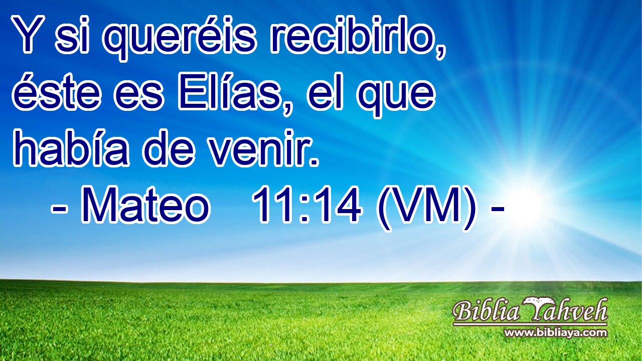  Y si queréis recibirlo, éste es Elías, el que había de venir. 