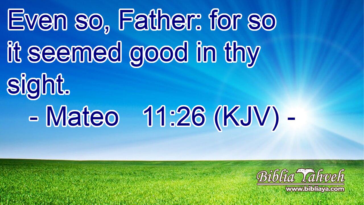 Even so, Father: for so it seemed good in thy sight.