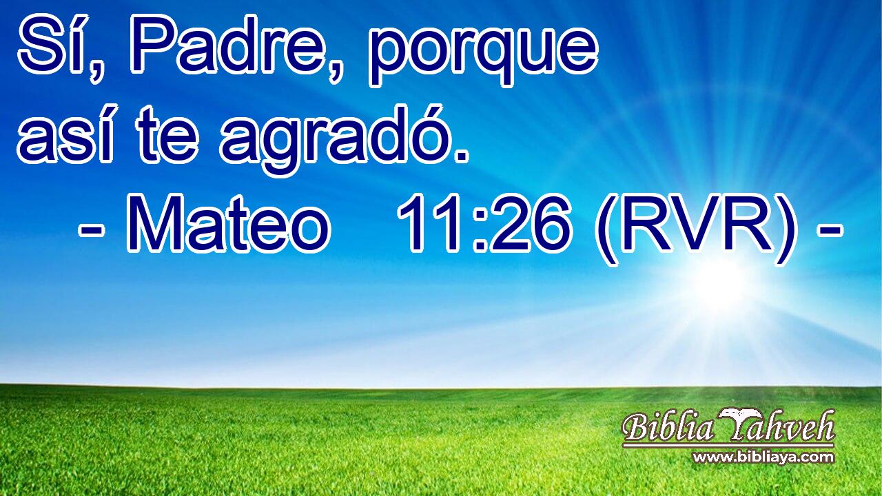 Mateo 11:26 (RVR) - Sí, Padre, porque así te agradó....