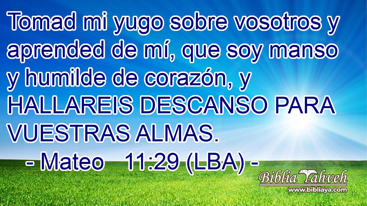 Tomad mi yugo sobre vosotros y aprended de mí, que soy manso y humilde de corazón, y HALLAREIS DESCANSO PARA VUESTRAS ALMAS.