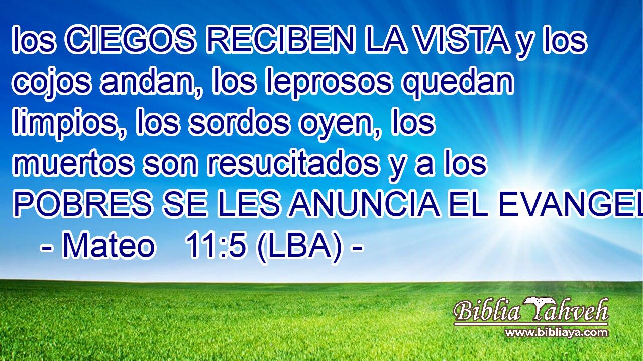 los CIEGOS RECIBEN LA VISTA y los cojos andan, los leprosos quedan limpios, los sordos oyen, los muertos son resucitados y a los POBRES SE LES ANUNCIA EL EVANGELIO.