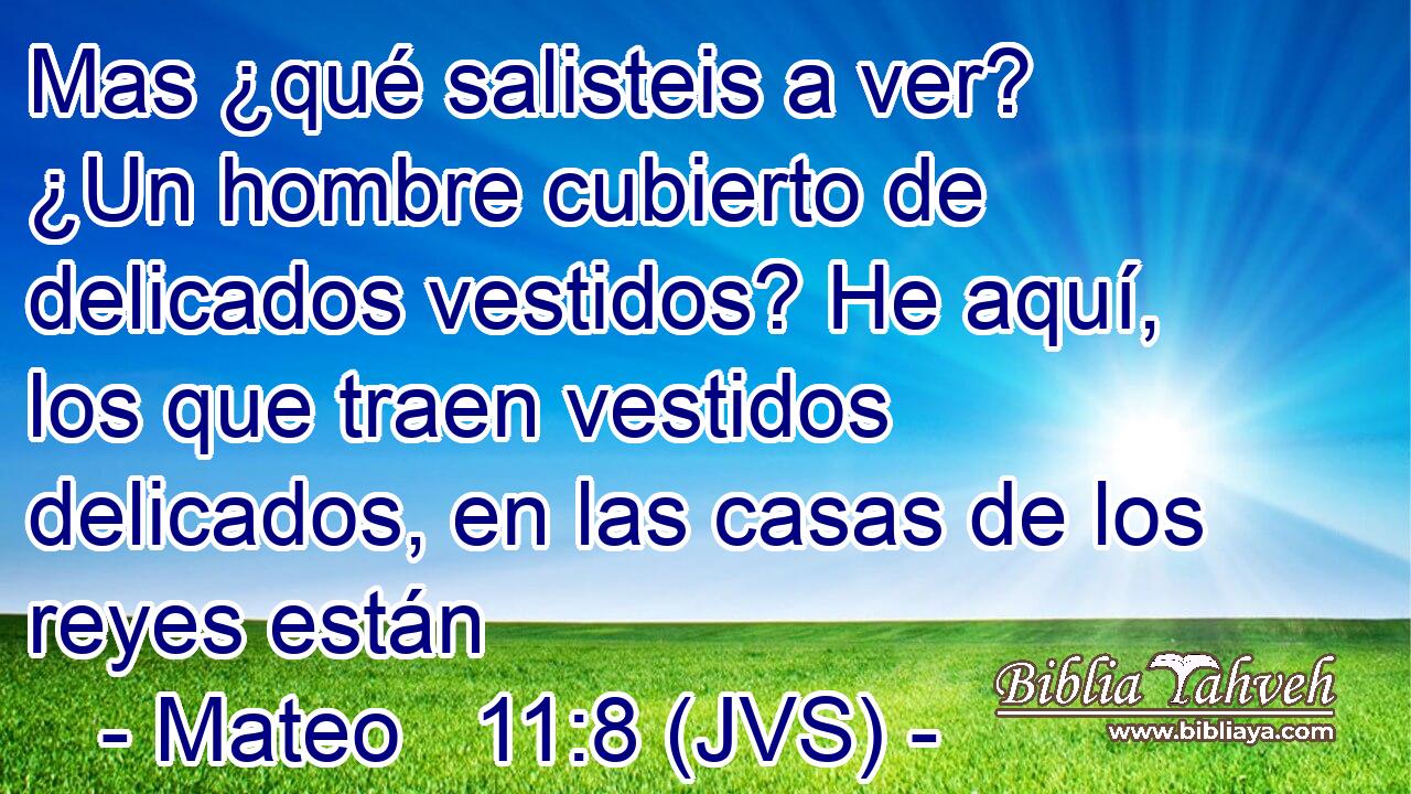 Mas ¿qué salisteis a ver? ¿Un hombre cubierto de delicados vestidos? He aquí, los que traen vestidos delicados, en las casas de los reyes están