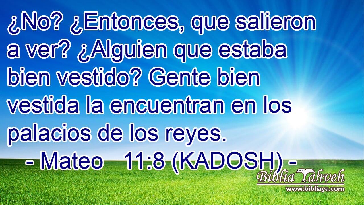  ¿No? ¿Entonces, que salieron a ver? ¿Alguien que estaba bien vestido? Gente bien vestida la encuentran en los palacios de los reyes. 