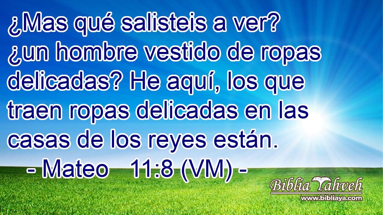  ¿Mas qué salisteis a ver? ¿un hombre vestido de ropas delicadas? He aquí, los que traen ropas delicadas en las casas de los reyes están. 