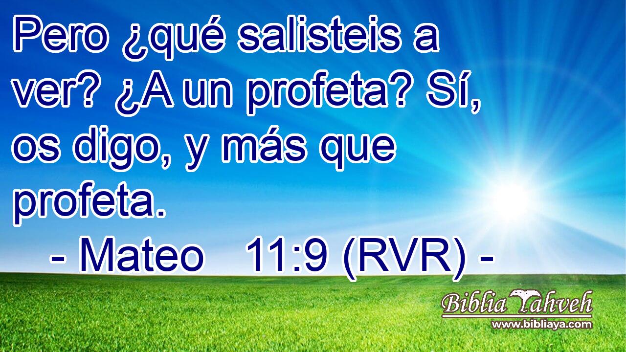 Pero ¿qué salisteis a ver? ¿A un profeta? Sí, os digo, y más que profeta.