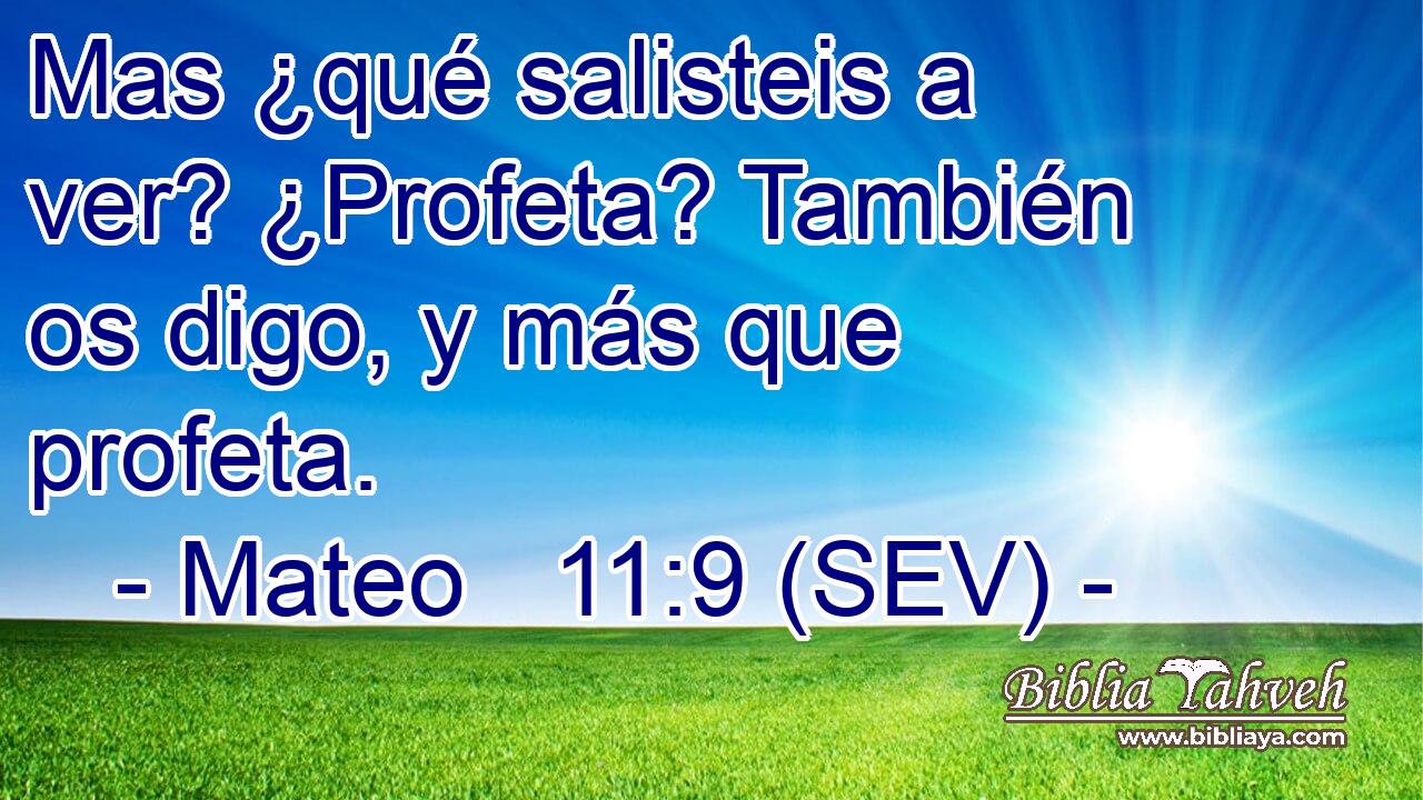 Mas ¿qué salisteis a ver? ¿Profeta? También os digo, y más que profeta.