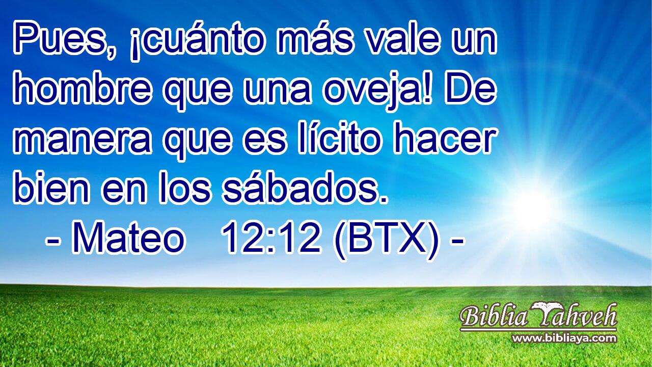 Pues, ¡cuánto más vale un hombre que una oveja! De manera que es lícito hacer bien en los sábados.
