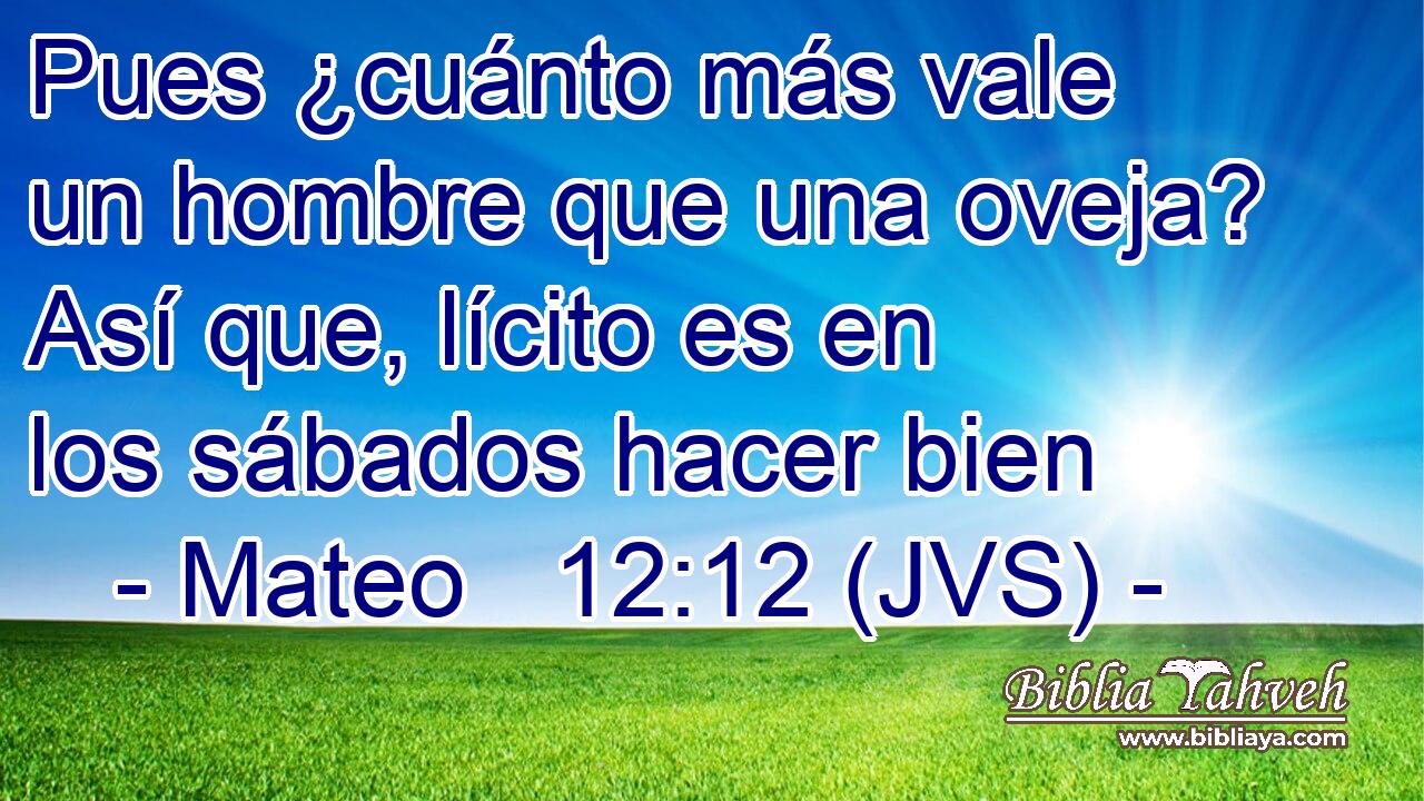 Pues ¿cuánto más vale un hombre que una oveja? Así que, lícito es en los sábados hacer bien
