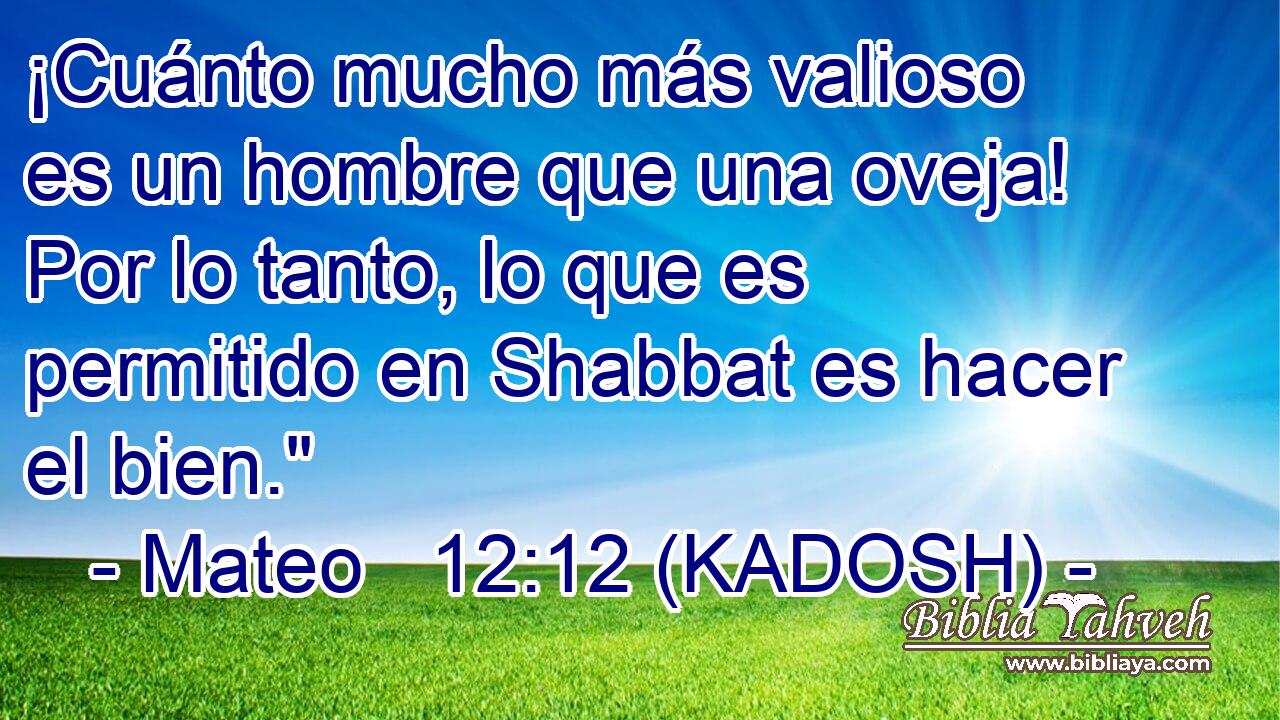  ¡Cuánto mucho más valioso es un hombre que una oveja! Por lo tanto, lo que es permitido en Shabbat es hacer el bien.