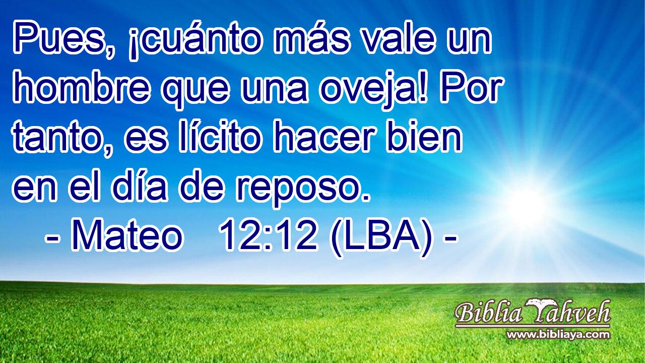 Pues, ¡cuánto más vale un hombre que una oveja! Por tanto, es lícito hacer bien en el día de reposo.