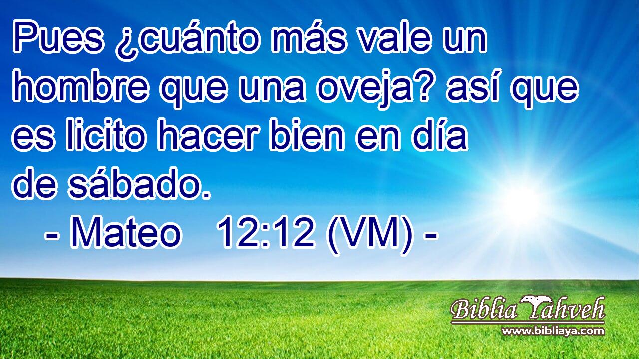  Pues ¿cuánto más vale un hombre que una oveja? así que es licito hacer bien en día de sábado. 
