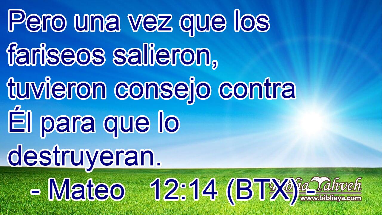 Pero una vez que los fariseos salieron, tuvieron consejo contra Él para que lo destruyeran.
