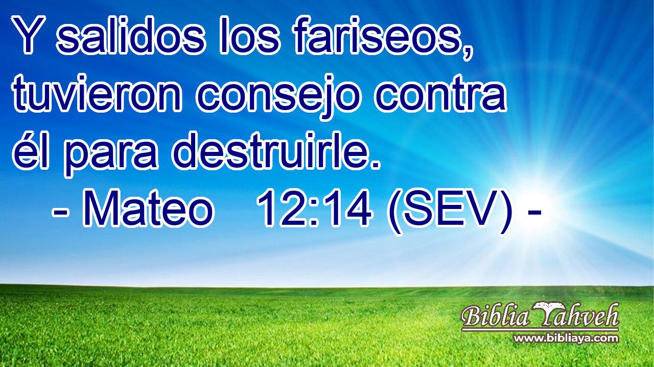 Y salidos los fariseos, tuvieron consejo contra él para destruirle.