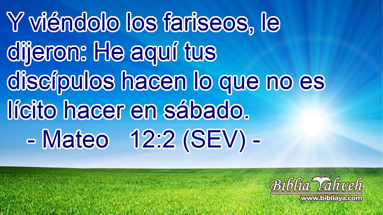 Y viéndolo los fariseos, le dijeron: He aquí tus discípulos hacen lo que no es lícito hacer en sábado.