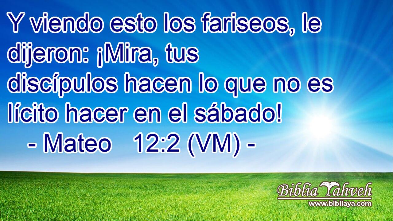  Y viendo esto los fariseos, le dijeron: ¡Mira, tus discípulos hacen lo que no es lícito hacer en el sábado! 
