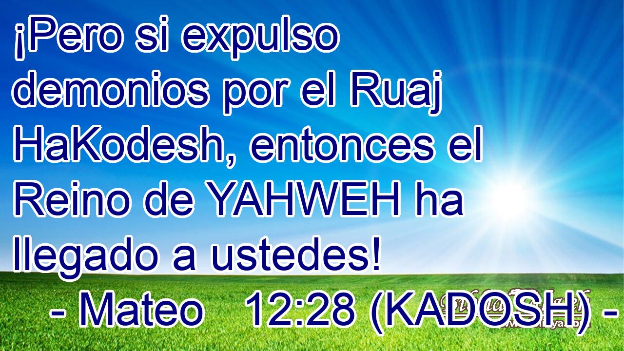  ¡Pero si expulso demonios por el Ruaj HaKodesh, entonces el Reino de YAHWEH ha llegado a ustedes! 