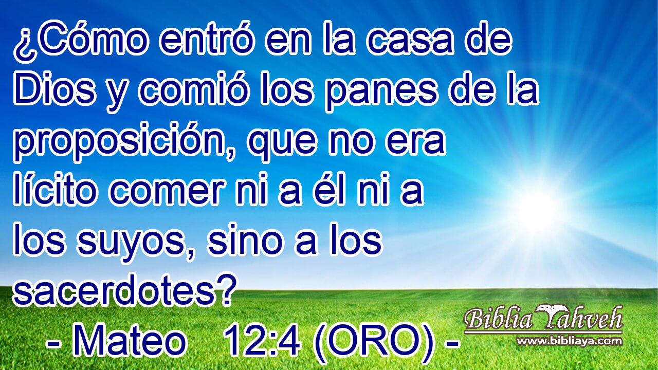  ¿Cómo entró en la casa de Dios y comió los panes de la proposición, que no era lícito comer ni a él ni a los suyos, sino a los sacerdotes? 