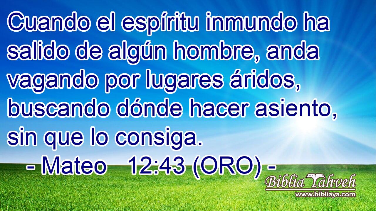  Cuando el espíritu inmundo ha salido de algún hombre, anda vagando por lugares áridos, buscando dónde hacer asiento, sin que lo consiga. 