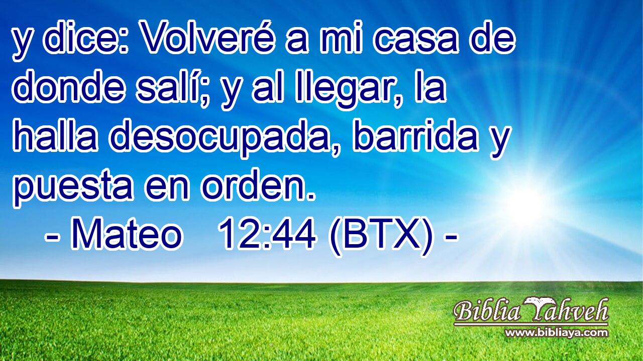 y dice: Volveré a mi casa de donde salí; y al llegar, la halla desocupada, barrida y puesta en orden.