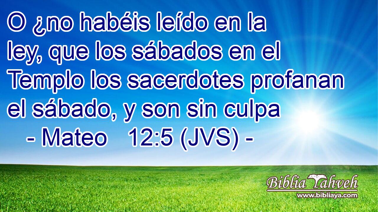 O ¿no habéis leído en la ley, que los sábados en el Templo los sacerdotes profanan el sábado, y son sin culpa