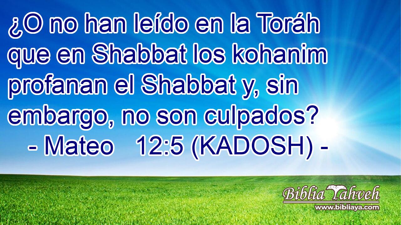  ¿O no han leído en la Toráh que en Shabbat los kohanim profanan el Shabbat y, sin embargo, no son culpados? 