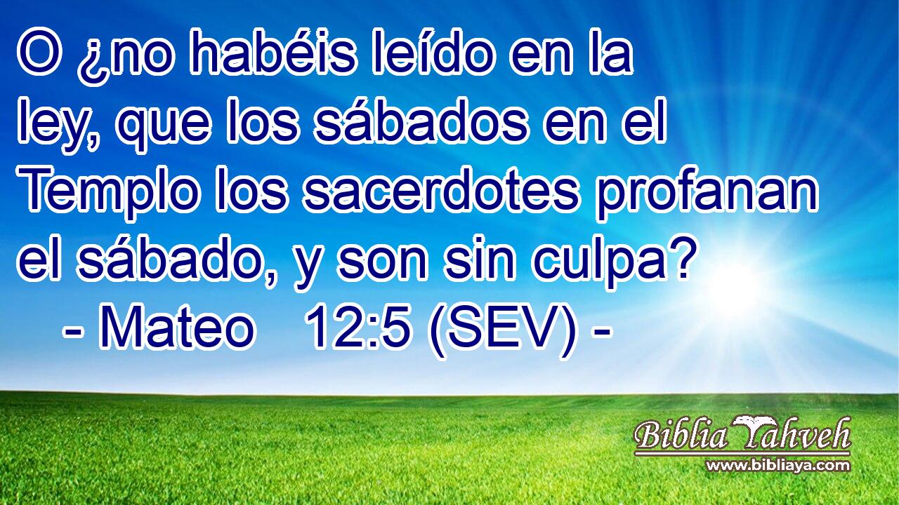 O ¿no habéis leído en la ley, que los sábados en el Templo los sacerdotes profanan el sábado, y son sin culpa?