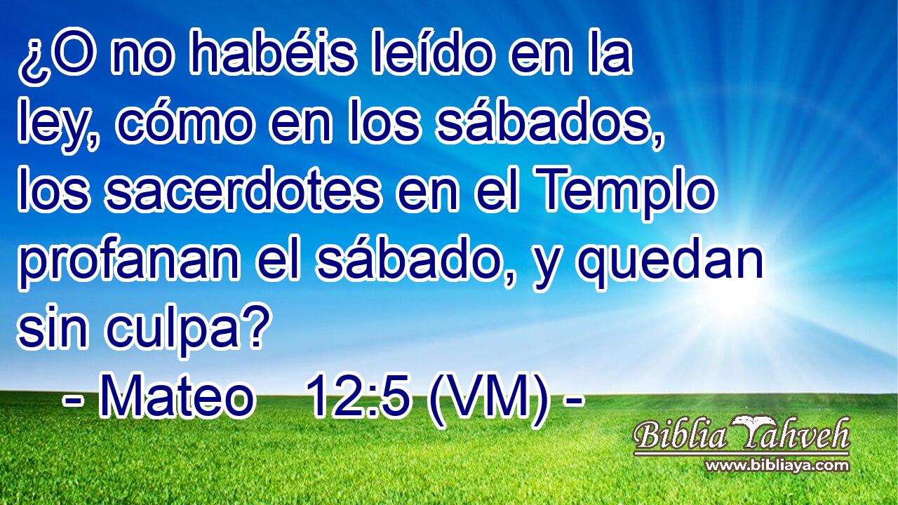  ¿O no habéis leído en la ley, cómo en los sábados, los sacerdotes en el Templo profanan el sábado, y quedan sin culpa? 