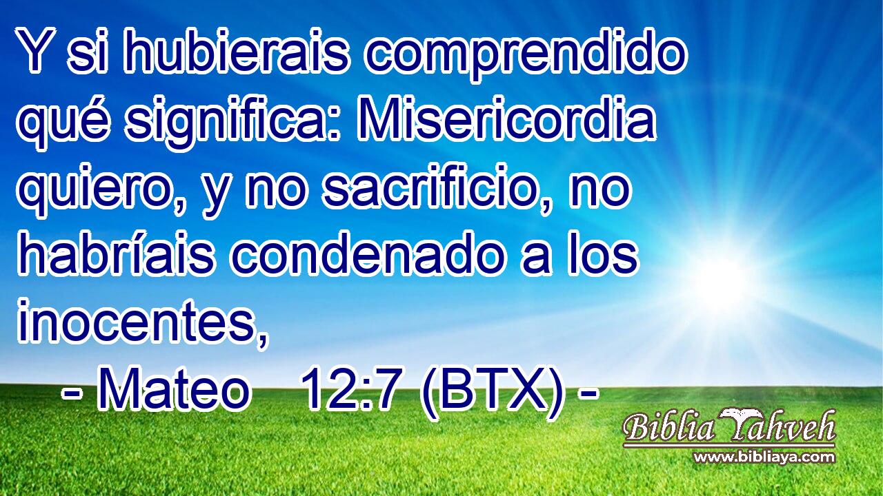 Y si hubierais comprendido qué significa: Misericordia quiero, y no sacrificio, no habríais condenado a los inocentes,