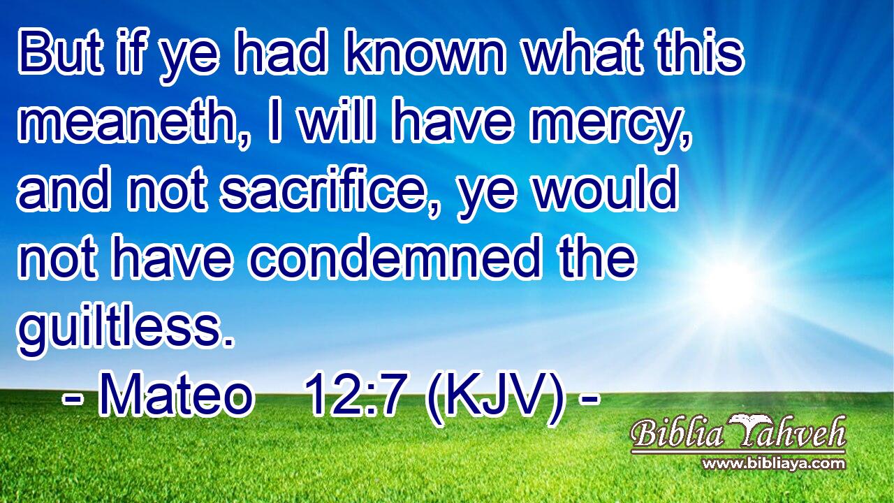 But if ye had known what this meaneth, I will have mercy, and not sacrifice, ye would not have condemned the guiltless.