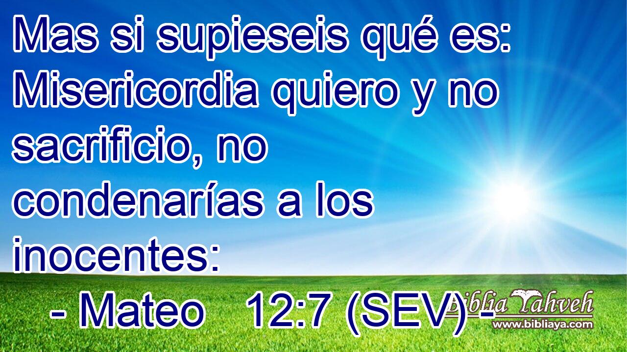 Mas si supieseis qué es: Misericordia quiero y no sacrificio, no condenarías a los inocentes: