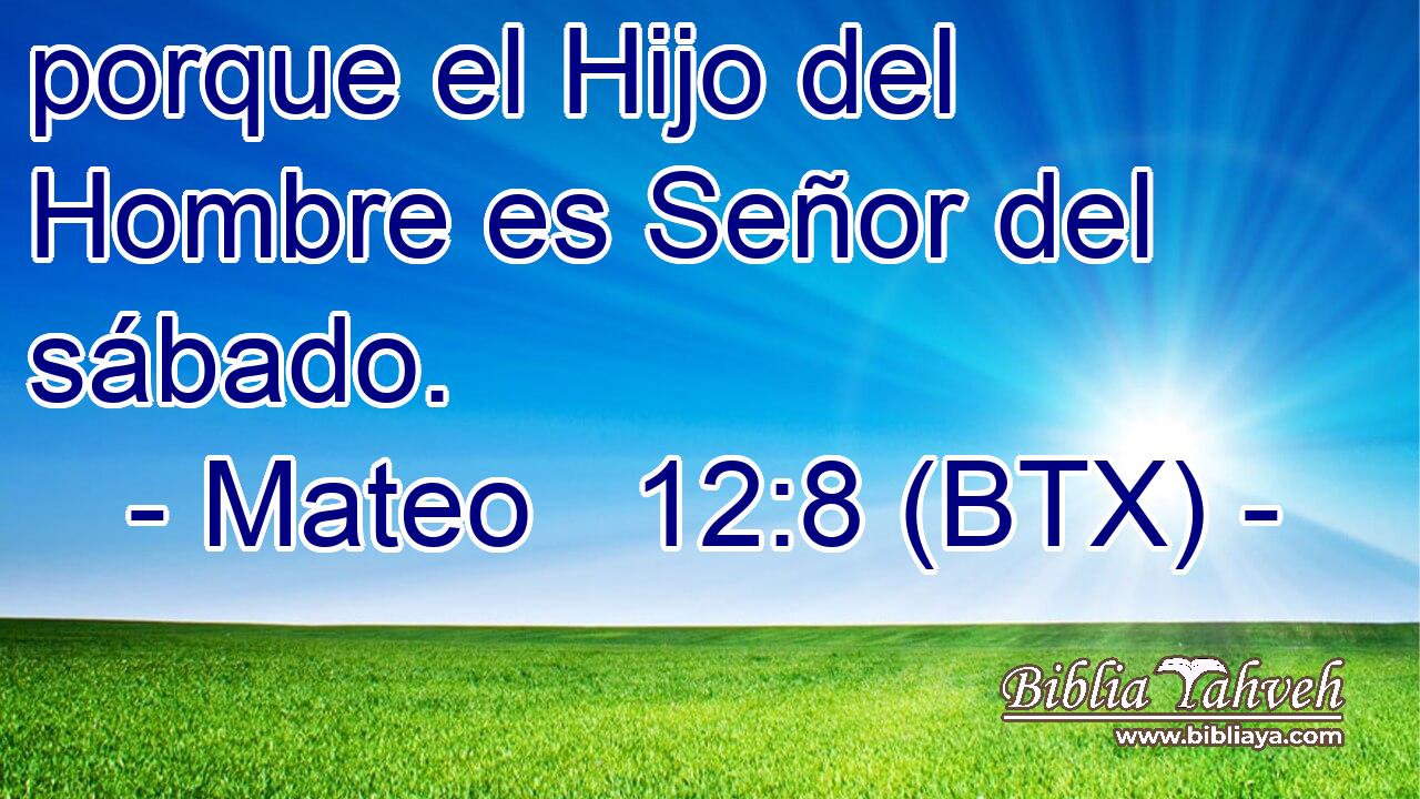 porque el Hijo del Hombre es Señor del sábado.