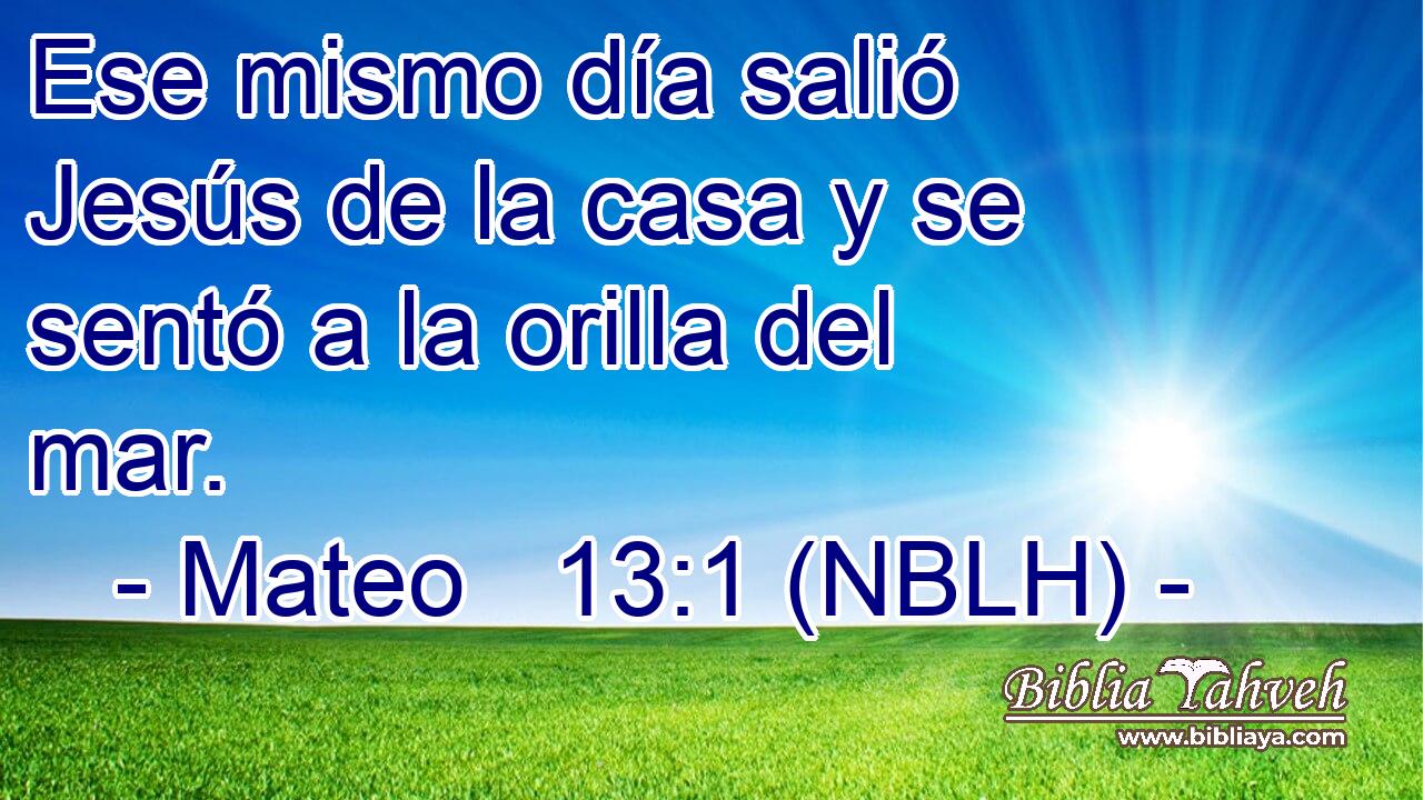  Ese mismo día salió Jesús de la casa y se sentó a la orilla del mar. 