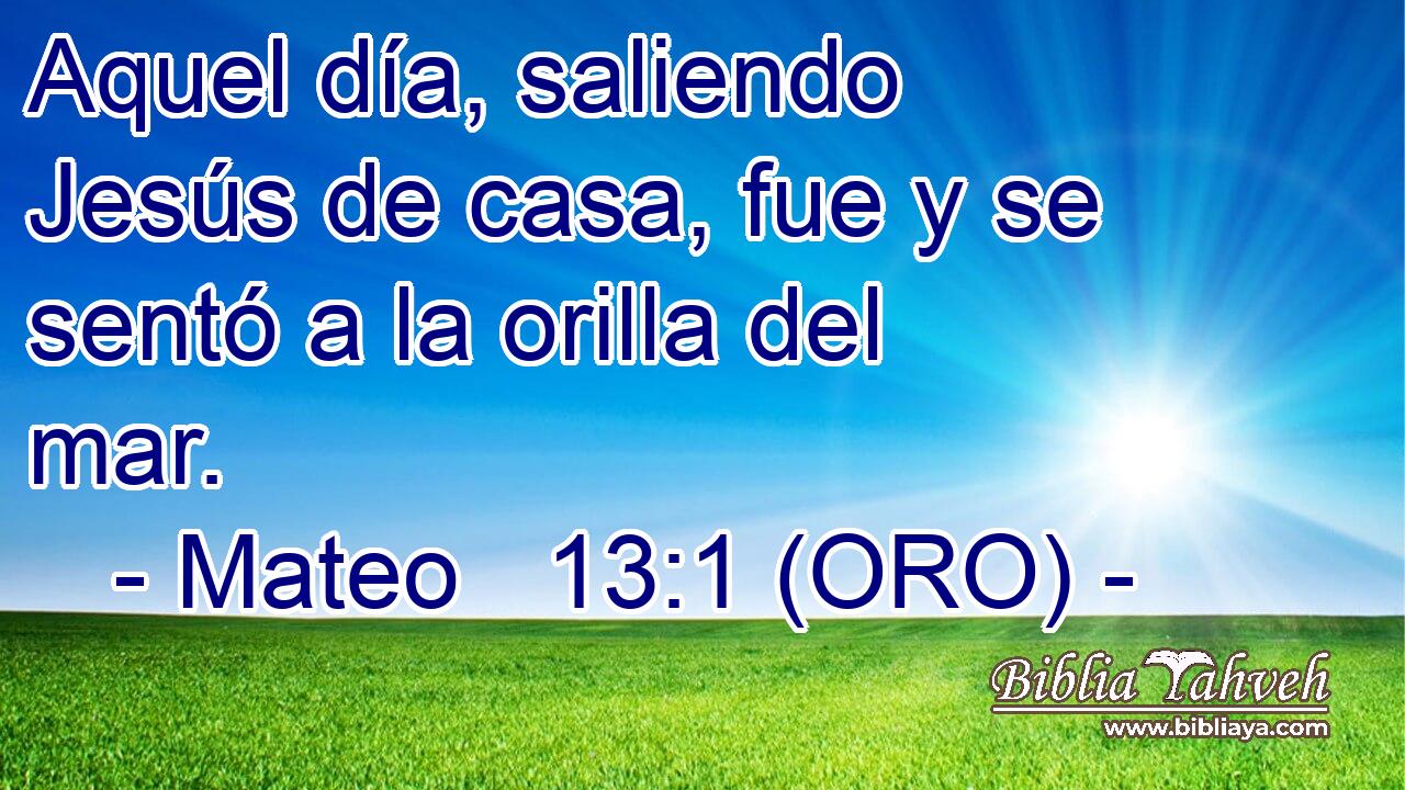  Aquel día, saliendo Jesús de casa, fue y se sentó a la orilla del mar. 