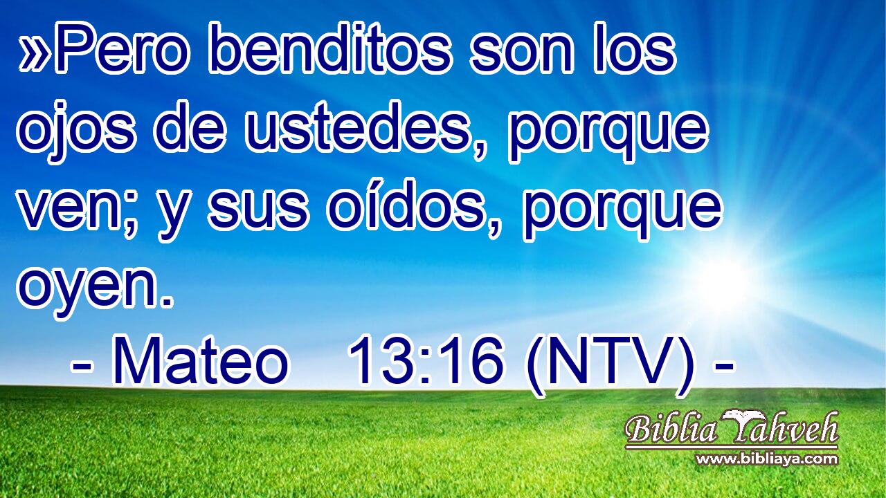 »Pero benditos son los ojos de ustedes, porque ven; y sus oídos, porque oyen.