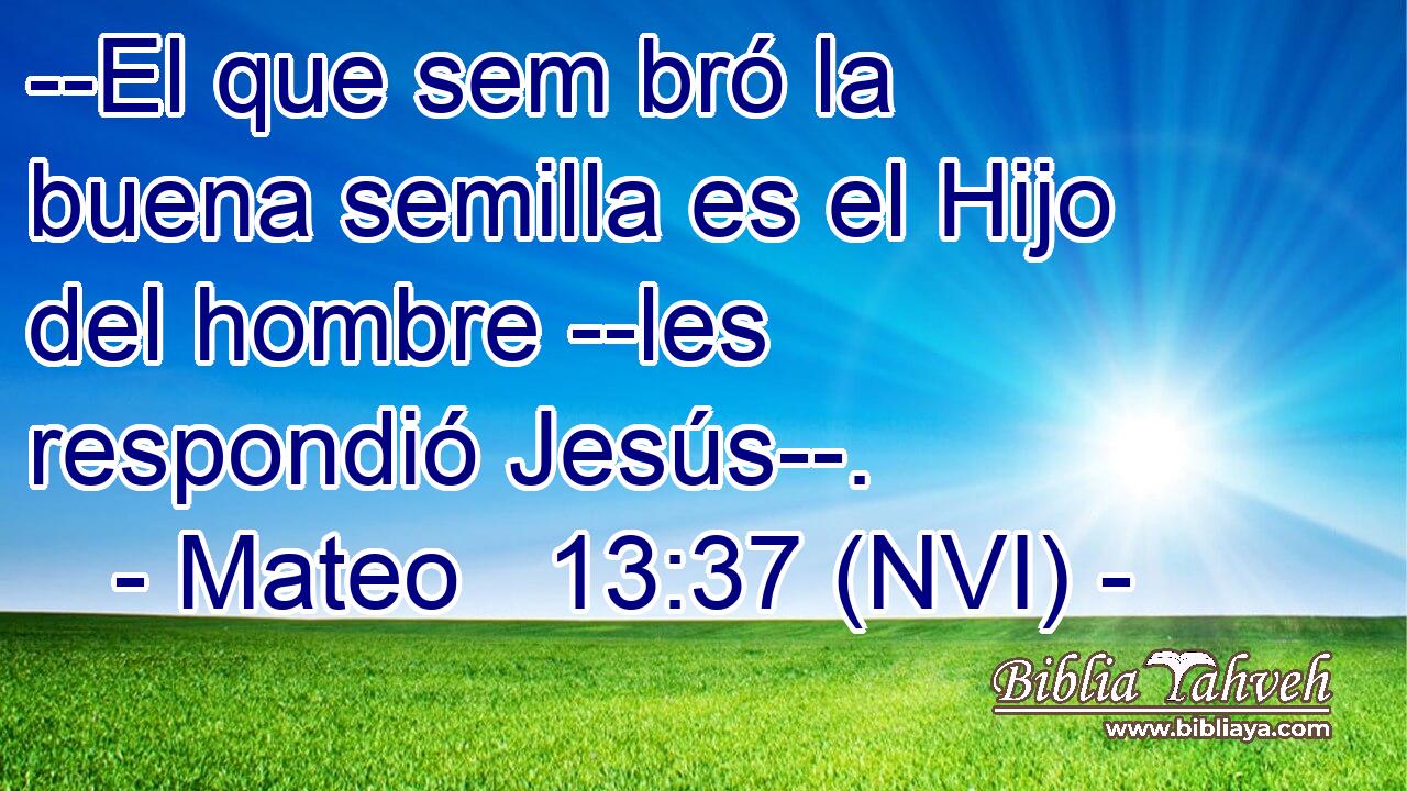  --El que sem bró la buena semilla es el Hijo del hombre --les respondió Jesús--. 
