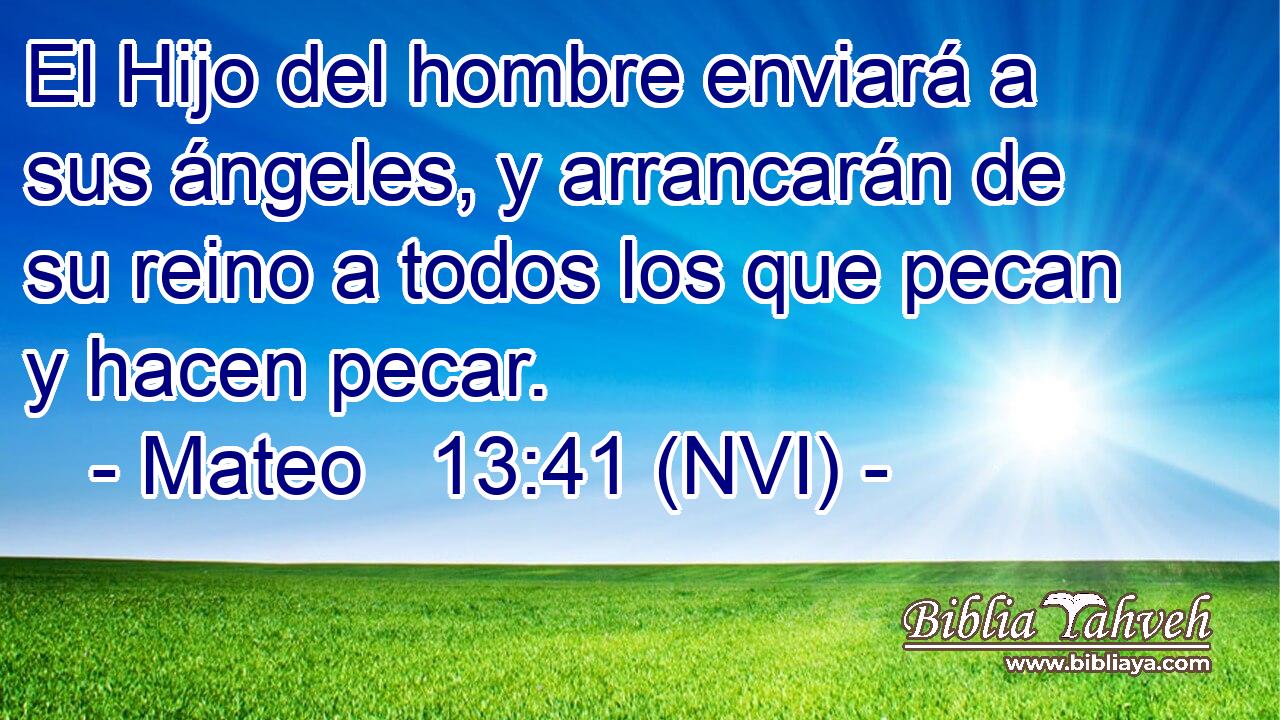  El Hijo del hombre enviará a sus ángeles, y arrancarán de su reino a todos los que pecan y hacen pecar. 
