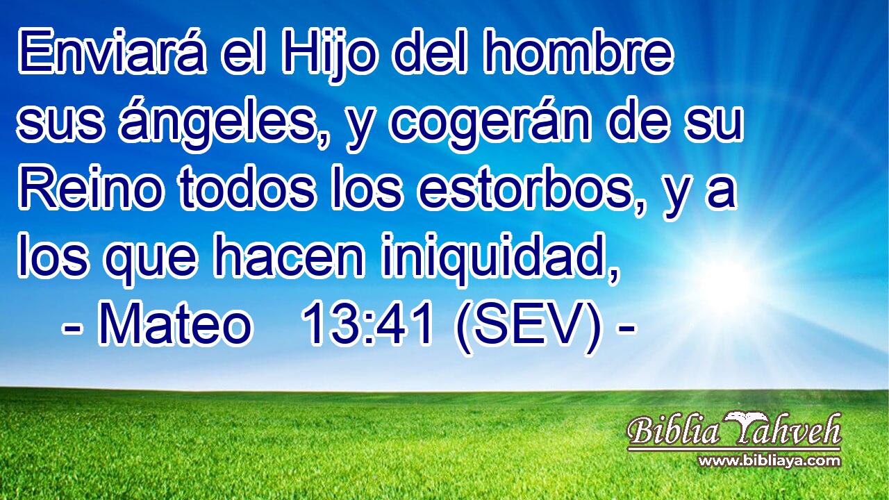 Enviará el Hijo del hombre sus ángeles, y cogerán de su Reino todos los estorbos, y a los que hacen iniquidad,