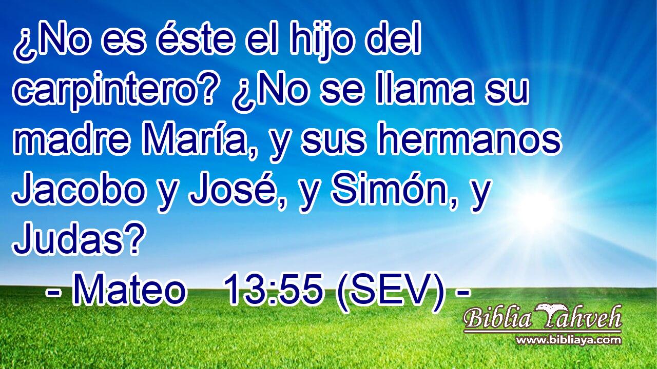 ¿No es éste el hijo del carpintero? ¿No se llama su madre María, y sus hermanos Jacobo y José, y Simón, y Judas?