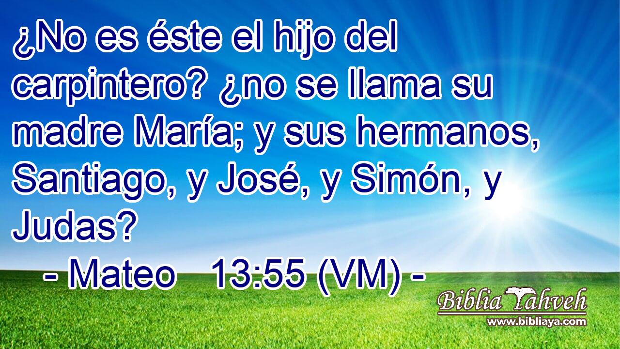  ¿No es éste el hijo del carpintero? ¿no se llama su madre María; y sus hermanos, Santiago, y José, y Simón, y Judas? 