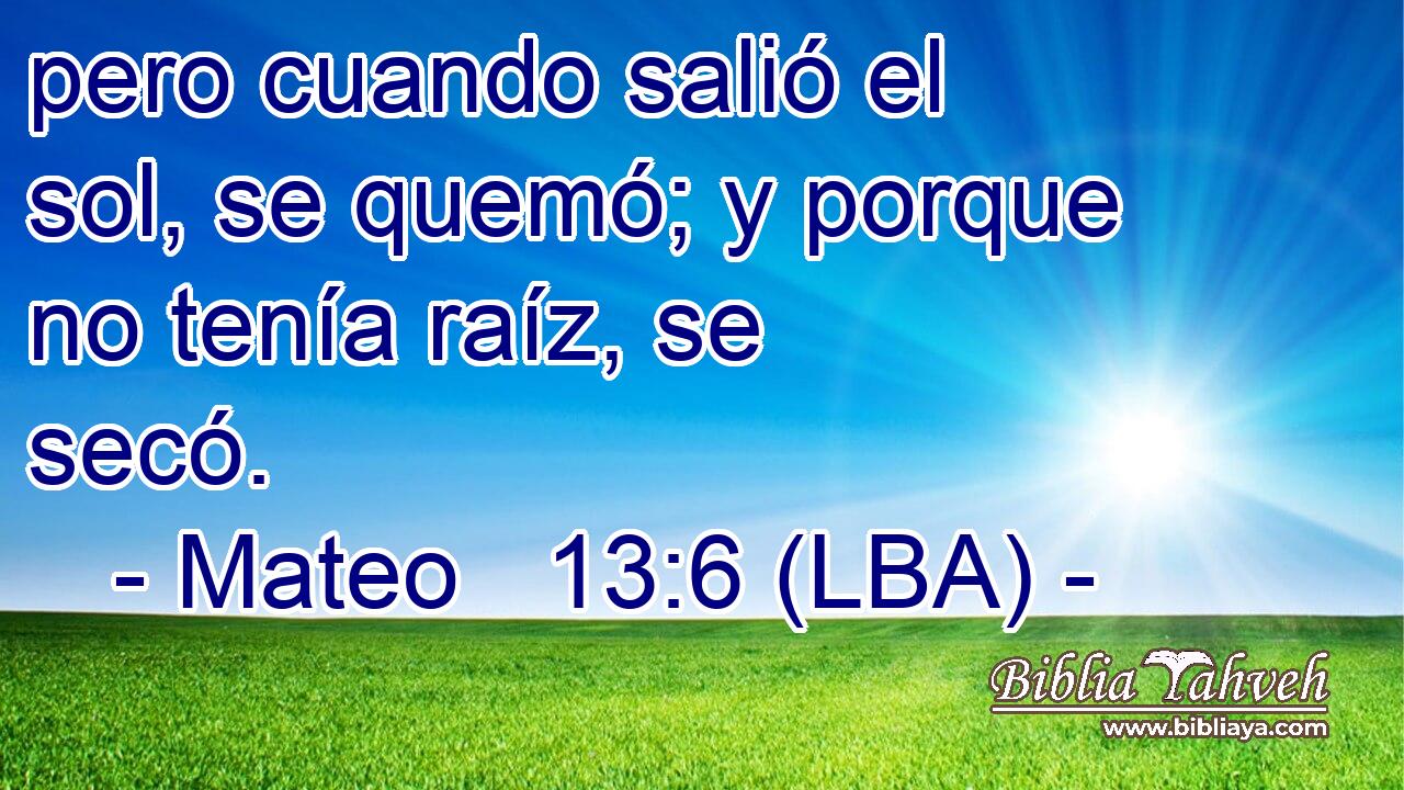 pero cuando salió el sol, se quemó; y porque no tenía raíz, se secó.