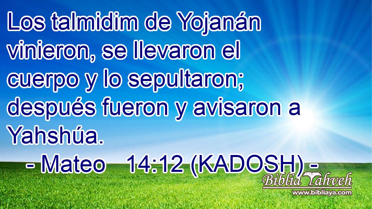  Los talmidim de Yojanán vinieron, se llevaron el cuerpo y lo sepultaron; después fueron y avisaron a Yahshúa. 