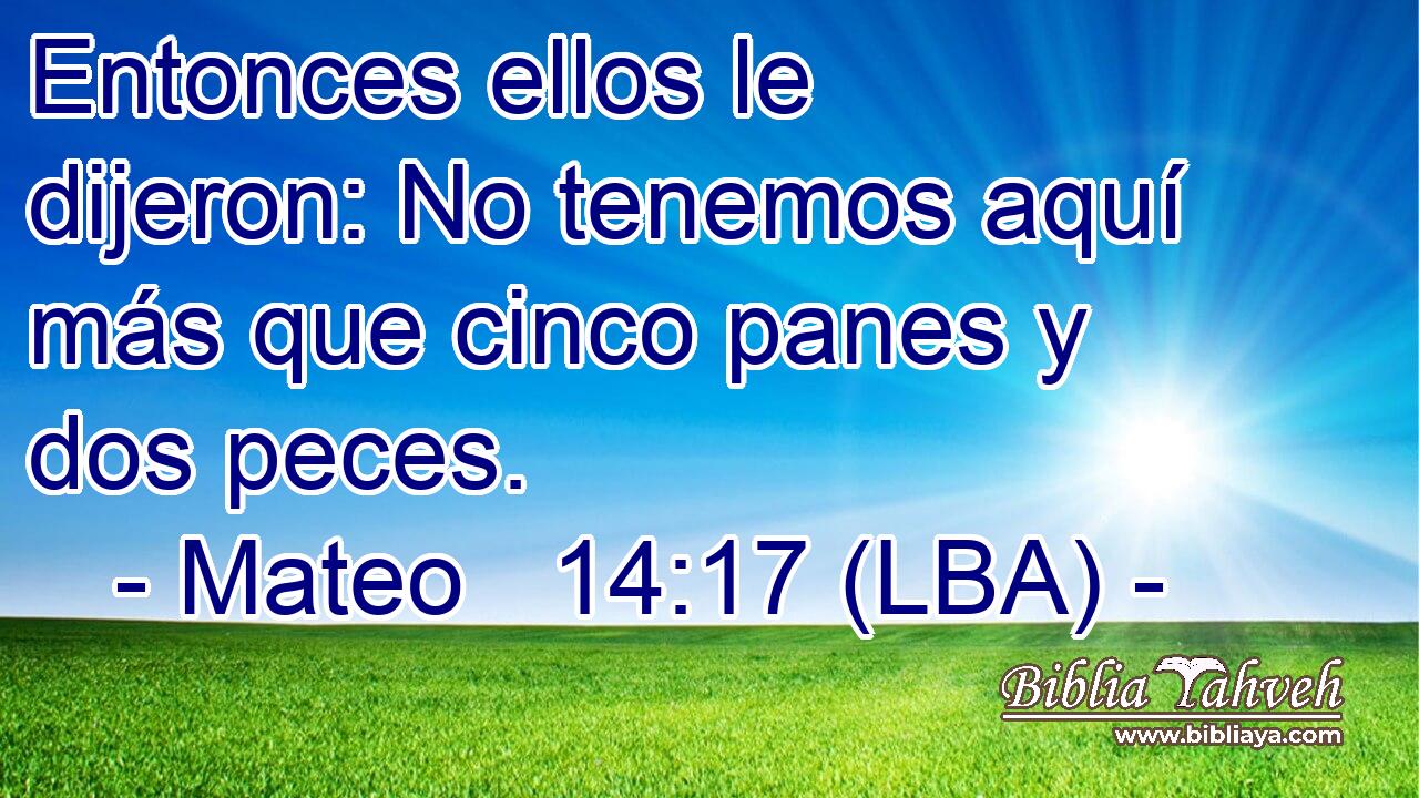 Entonces ellos le dijeron: No tenemos aquí más que cinco panes y dos peces.