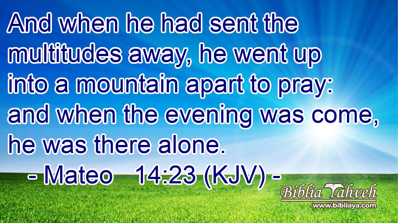 And when he had sent the multitudes away, he went up into a mountain apart to pray: and when the evening was come, he was there alone.