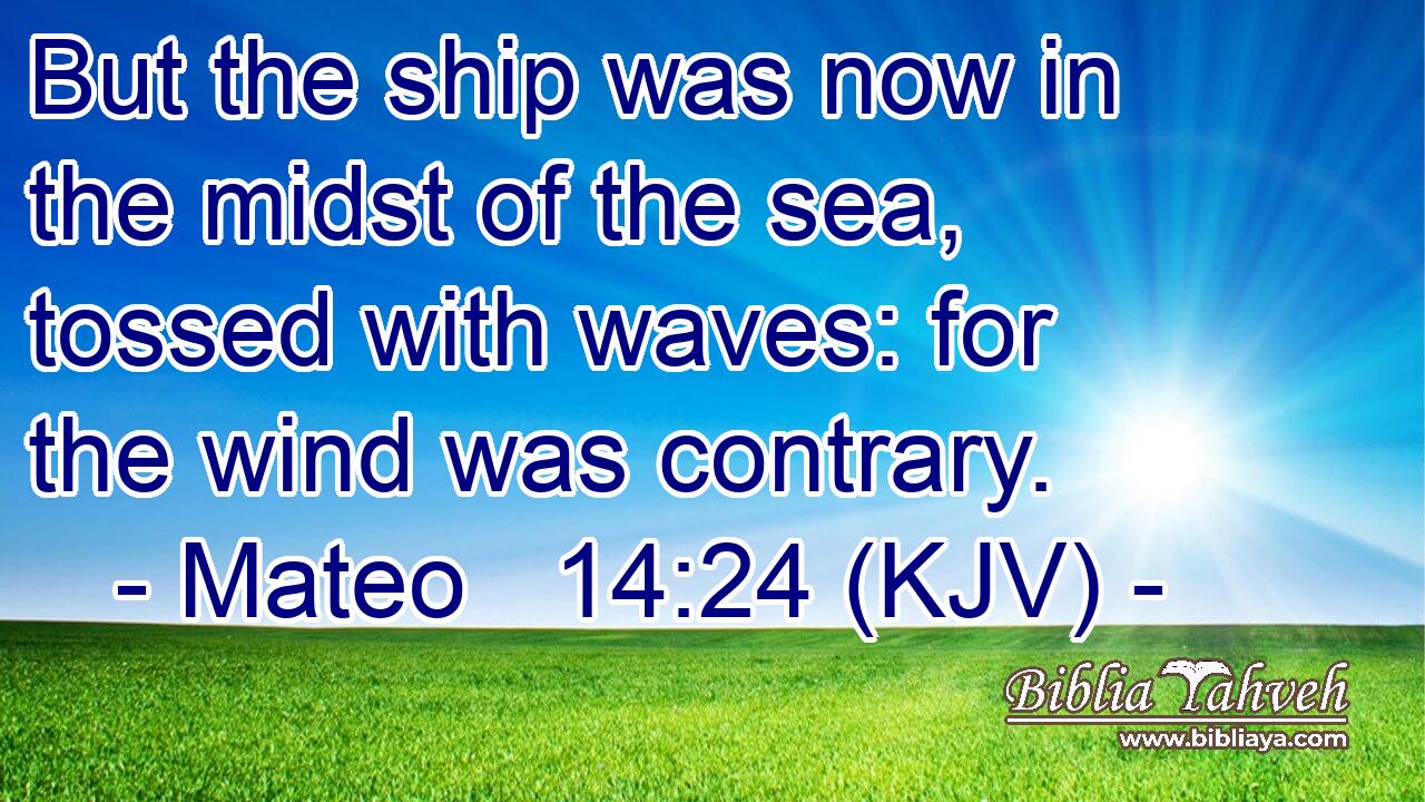 But the ship was now in the midst of the sea, tossed with waves: for the wind was contrary.