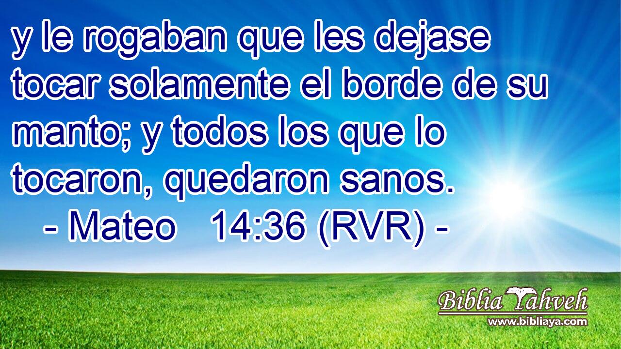y le rogaban que les dejase tocar solamente el borde de su manto; y todos los que lo tocaron, quedaron sanos.